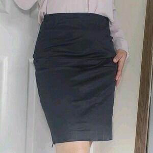Chaiken Womens Pencil Skirt Black Above Knee Hem Side Zipper Bodycon Sz 6 Medium